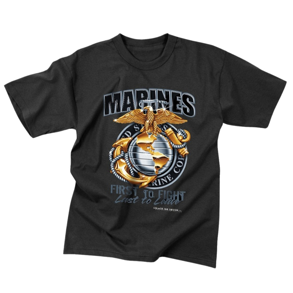 Black Ink Marines First To Fight T-Shirt (Black)