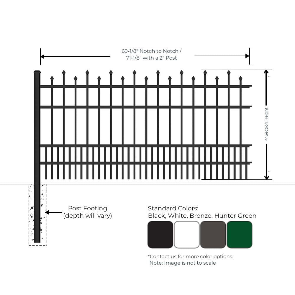 Commercial Fence 4’ H x 6’ W Aluminum California Style - iDeal