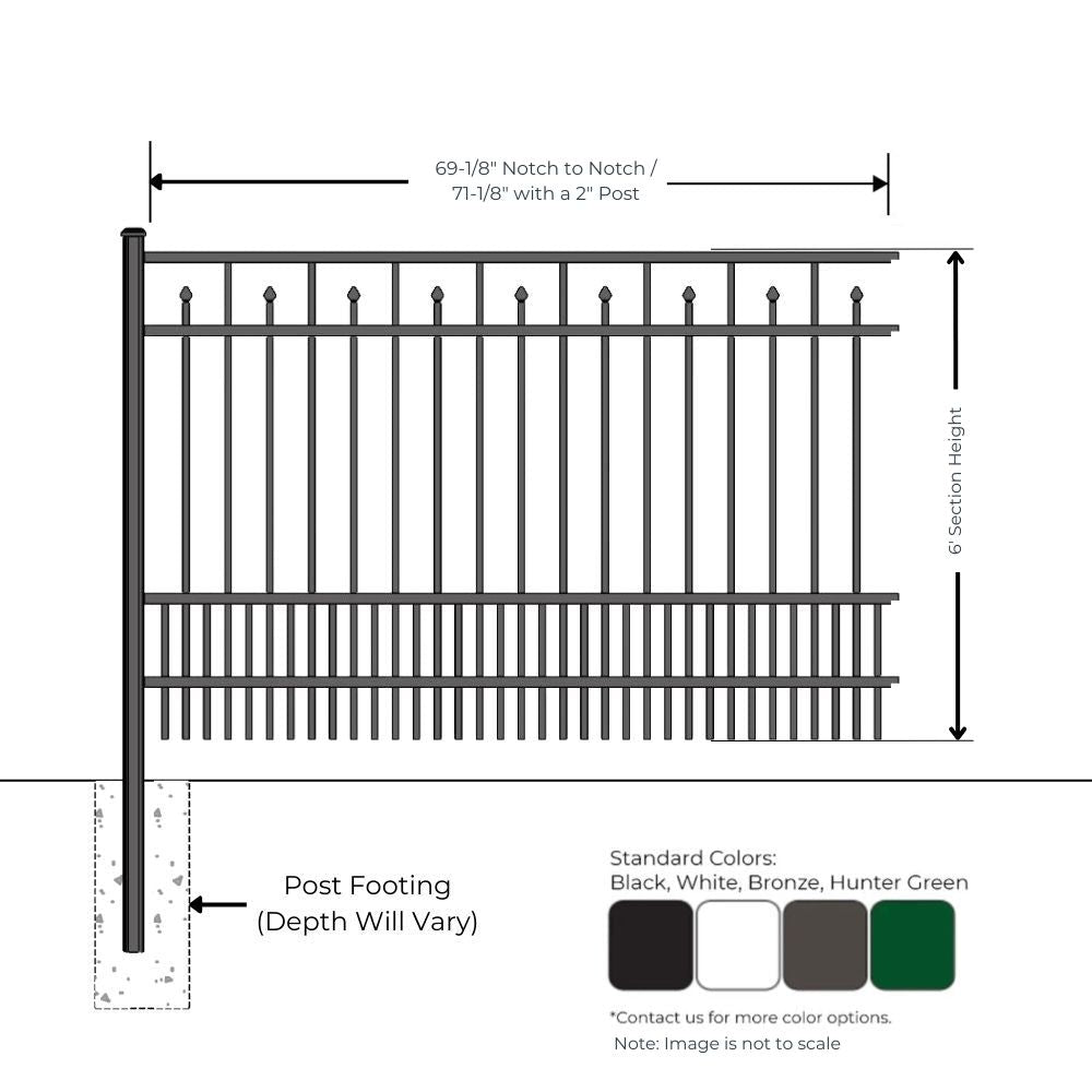 Commercial Fence 6’ H x 6’ W Aluminum Floridian Style - iDeal