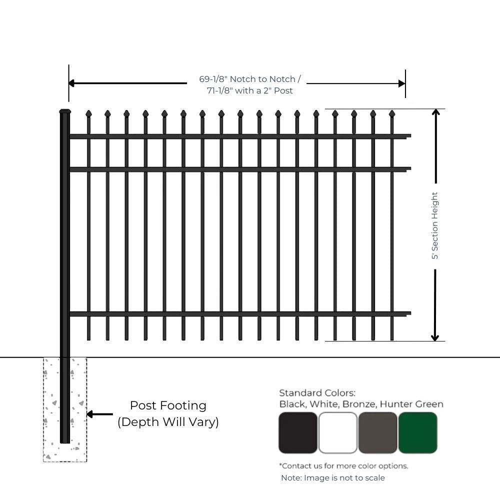 Commercial Fence 5’ H x 6’ W Aluminum Maine Style - iDeal