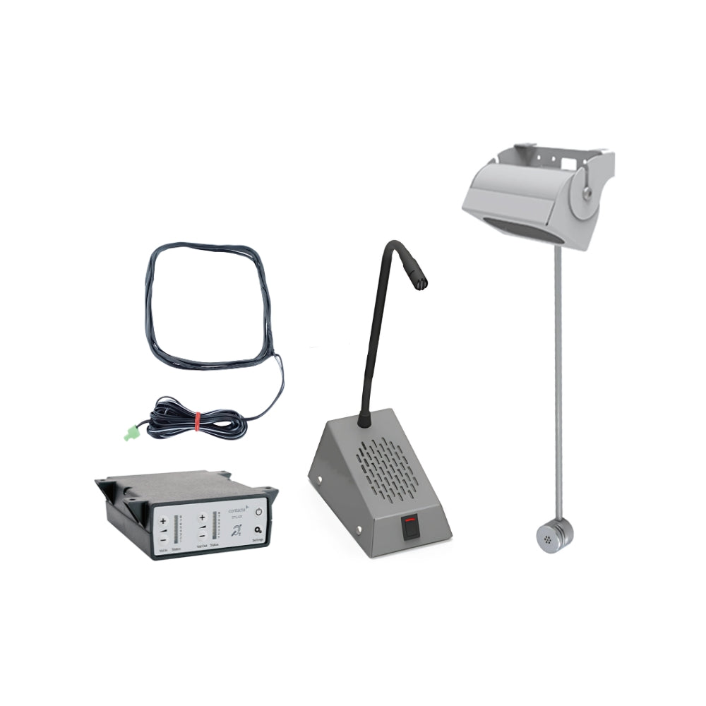 Contacta STS-K064 Overhead Speaker and Glass-Mounted Microphone Window Intercom Kit | All Security Equipment