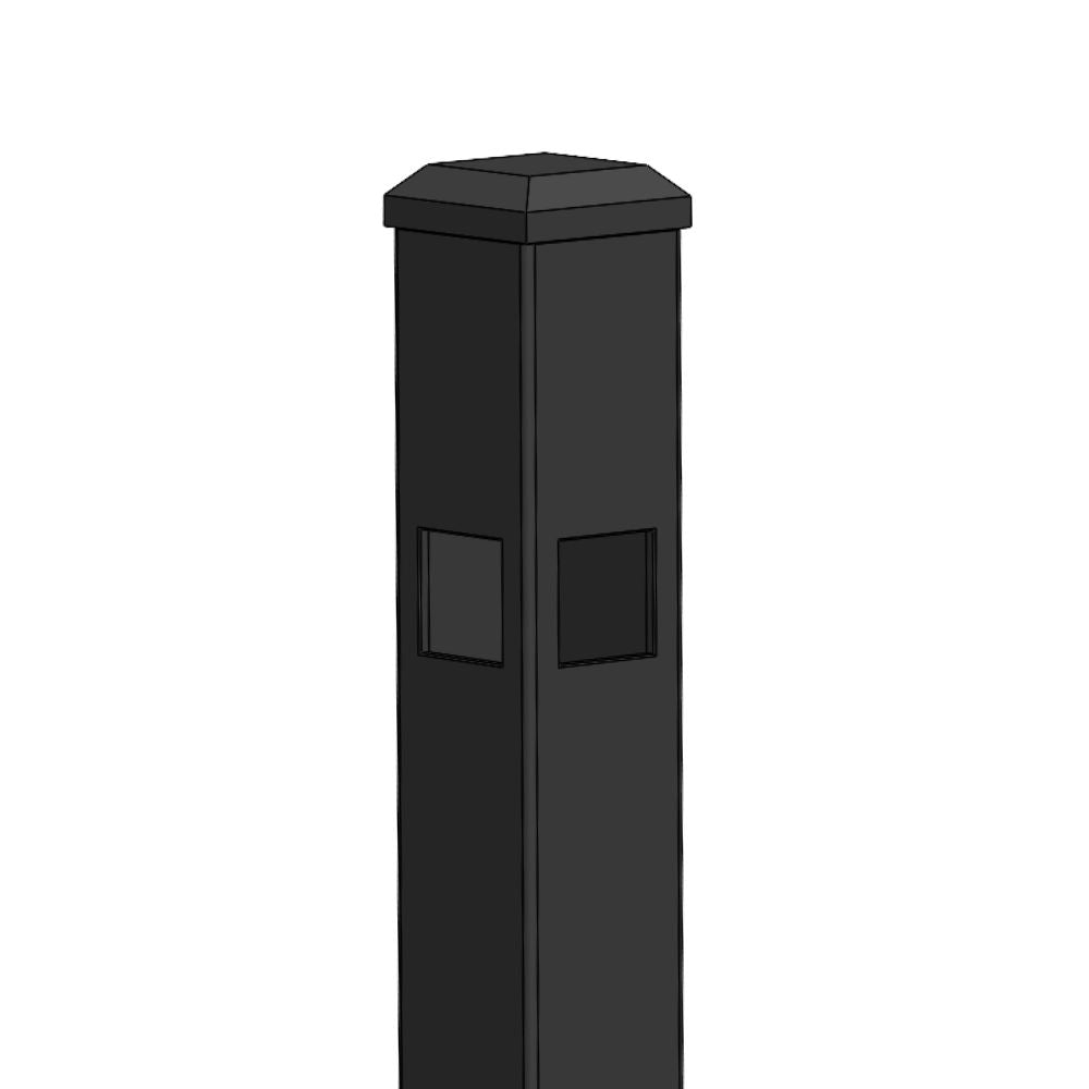 2" x 64" Residential Corner Post Double Picket Flat Head (Black) | All Security Equipment