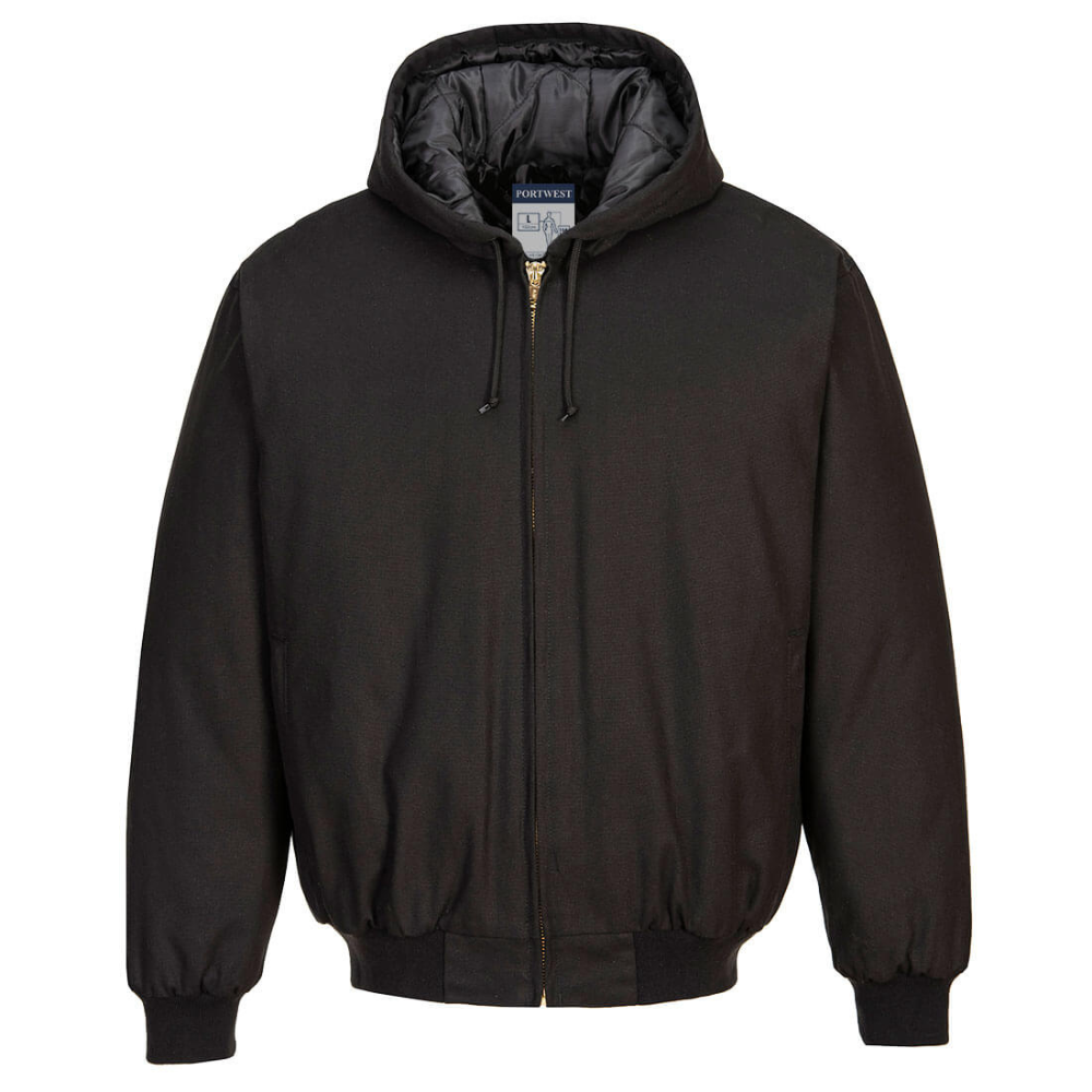 Portwest DC801 - DuraDuck Work Quilt Lined Hooded Jacket (Black)