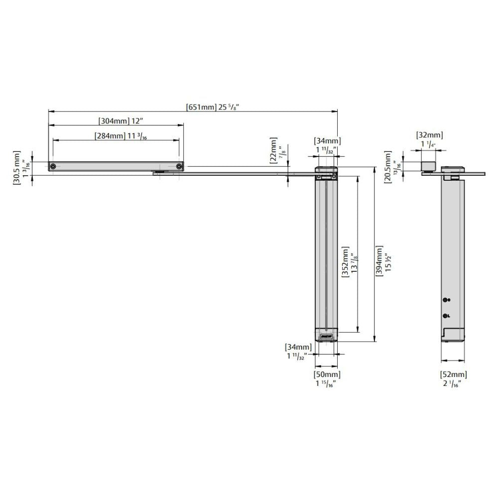 D&D SlimLine Vertical Gate Closer – Wall Mount, Push Side