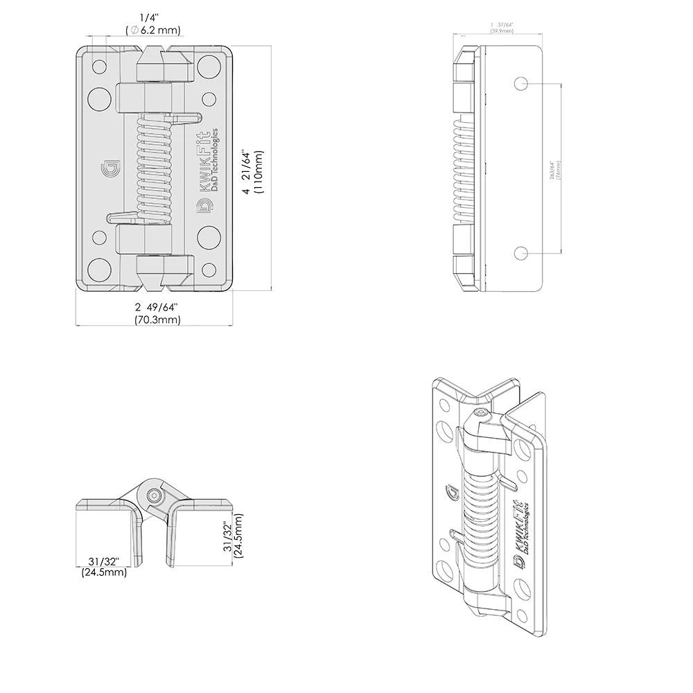 D&D Technologies KwikFit Polymer Self-Closing Hinge KF3S
