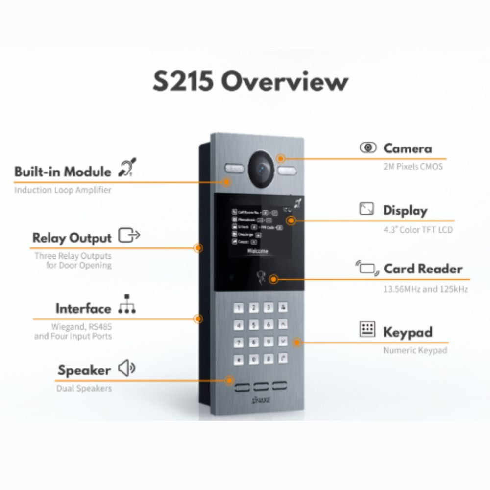 DNAKE S215/F 4.3” SIP Video Door Phone (Flush Mount)