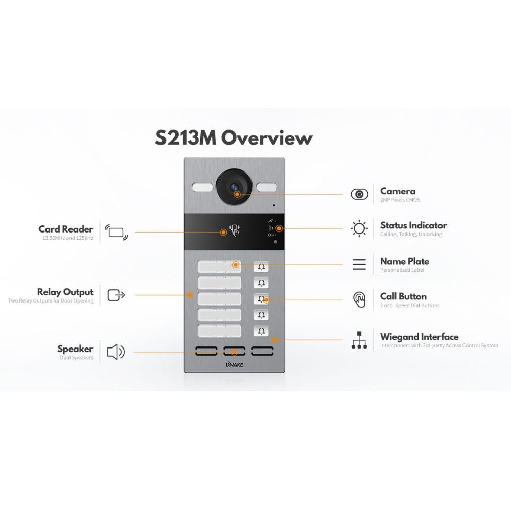 DNAKE S213M-2/S Multi-button SIP Video Door Phone (2 buttons) (Surface Mount) | All Security Equipment