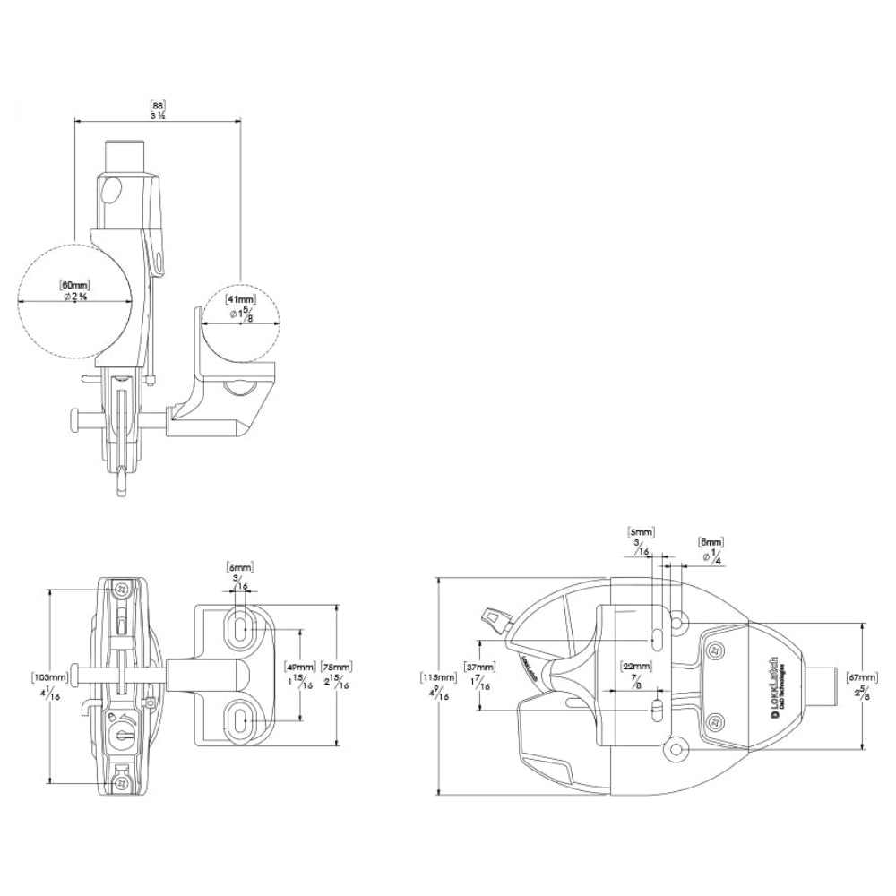 D&D Technologies LL3ABRND LokkLatch Series 3 Round Post Latch with EAB | All Security Equipment