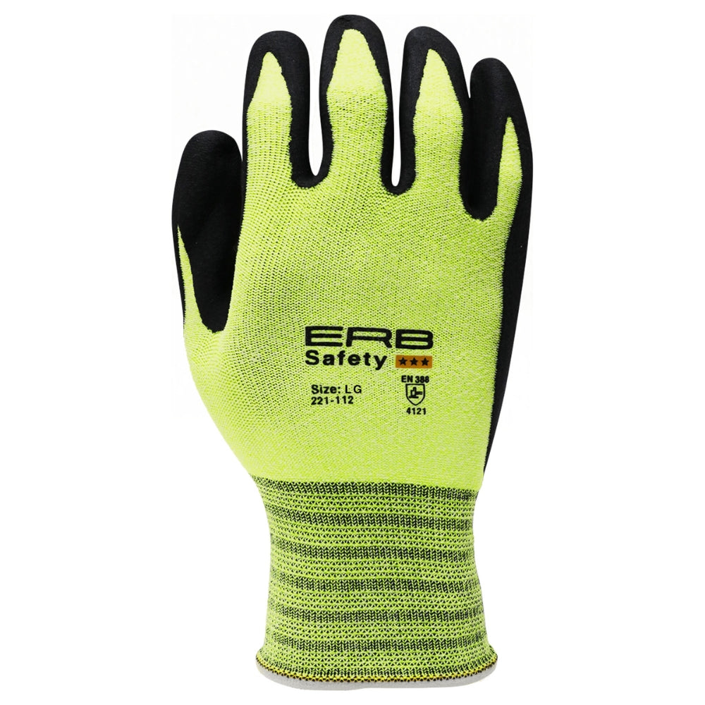 ERB Safety 221-112 Polyester Nitrile Microfoam Glove (Hi-Viz Lime)