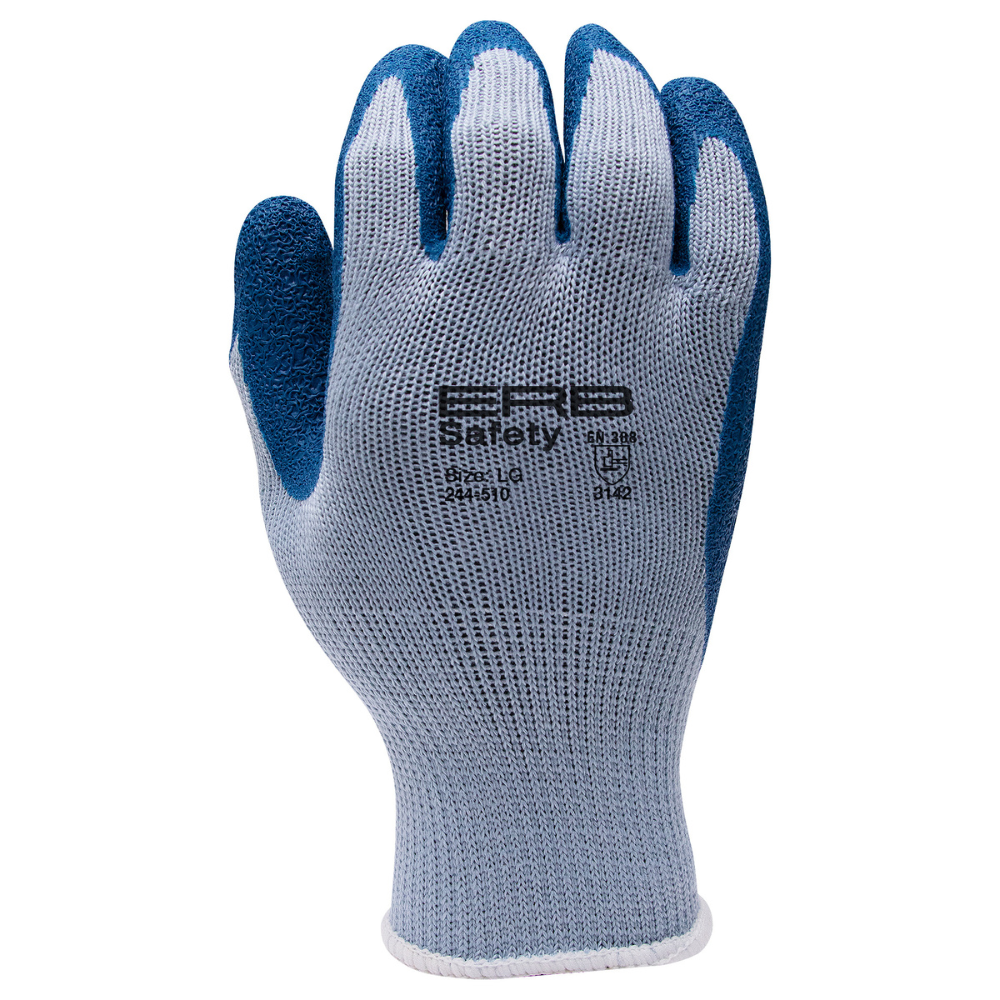 ERB Safety 244-510 String Latex Crinkle Glove (Blue)