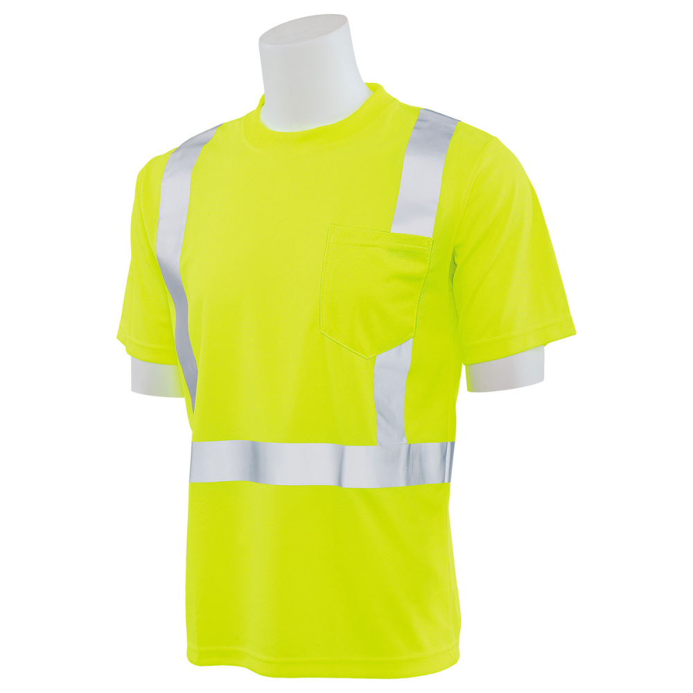 ERB Safety 9006S Class 2 Birdseye Mesh Short SLV T-Shirt (Lime)