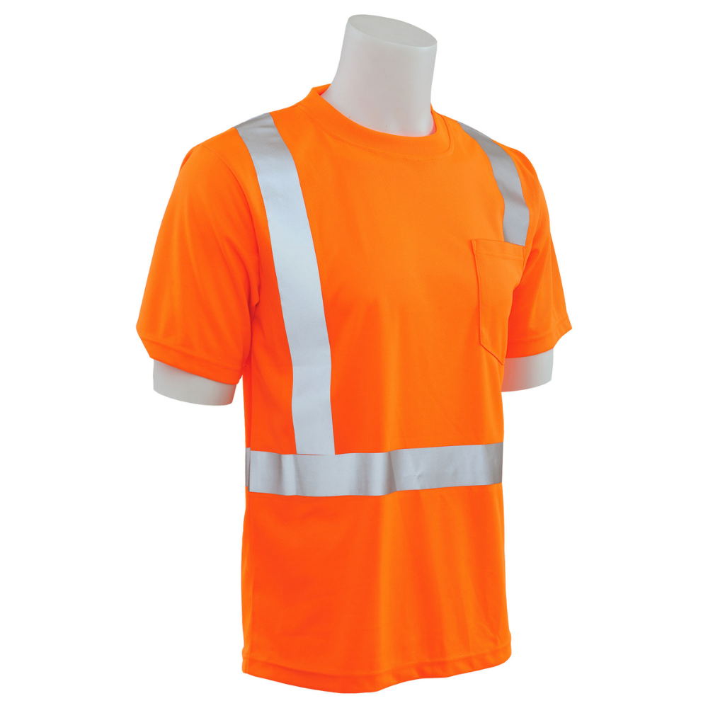 ERB Safety 9006S Class 2 Birdseye Mesh Short SLV T-Shirt (Hi-Viz Orang