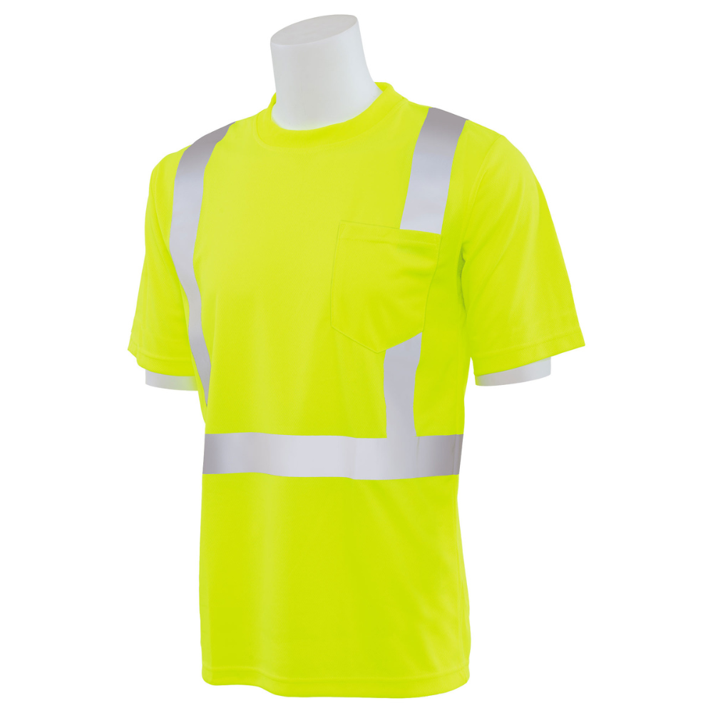 ERB Safety 9006S Class 2 Birdseye Mesh Short SLV Tall T-Shirt (Lime)