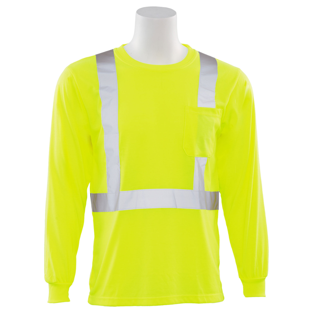 ERB Safety 9601S Long Sleeved T-shirt w/ Reflective Trim (Lime)