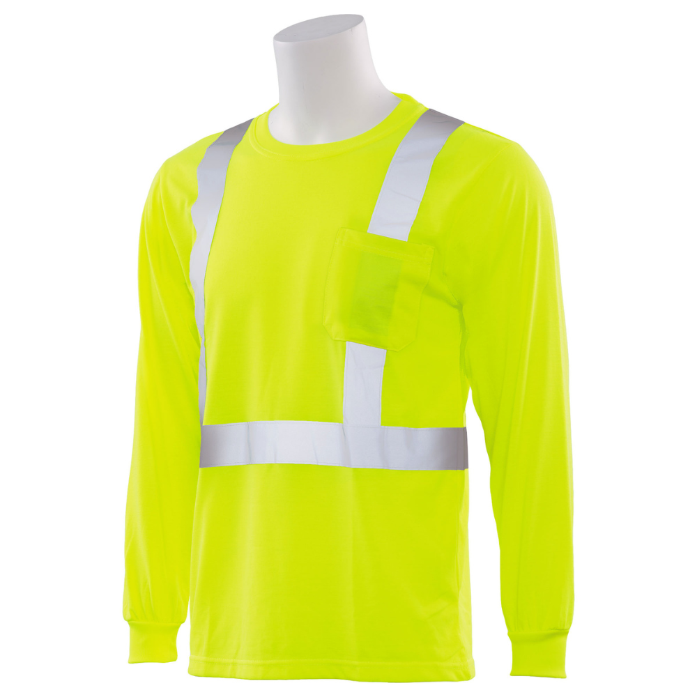 ERB Safety 9601S Long Sleeved T-shirt w/ Reflective Trim (Lime)