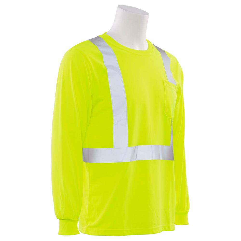 ERB Safety 9601S Long Sleeved T-shirt w/ Reflective Trim (Lime)