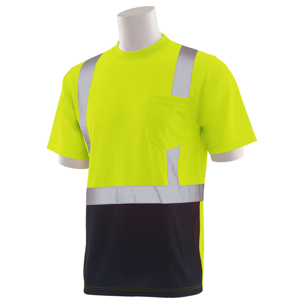 ERB Safety 9601SB Short Sleeved T-shirt w/ Black Bottom (Lime)
