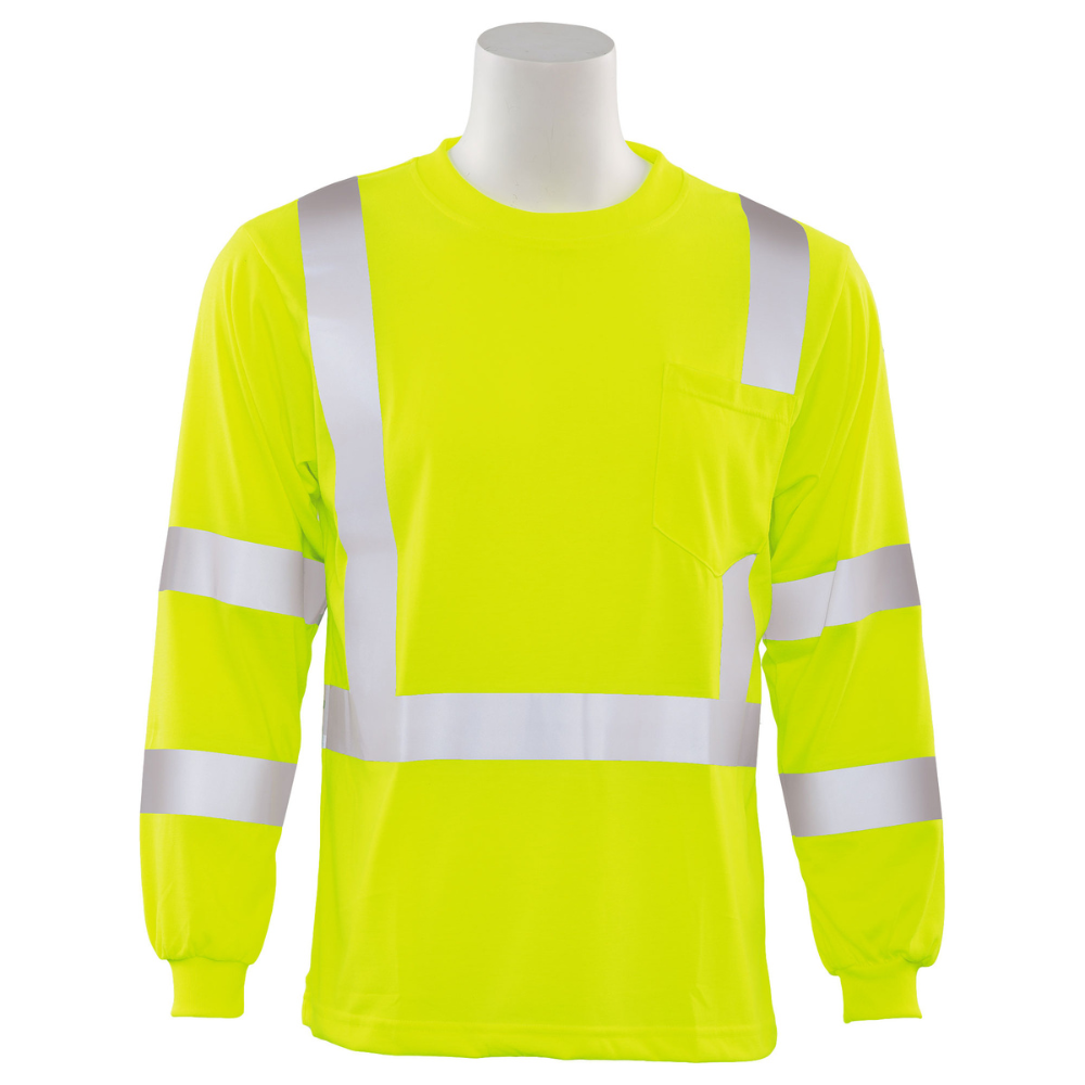 ERB Safety 9802S Long Sleeved T-shirt w/ Reflective Trim (Lime)