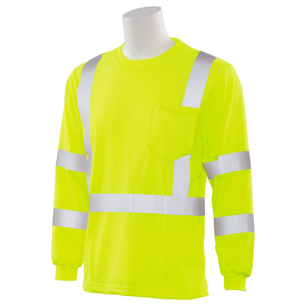 ERB Safety 9802S Long Sleeved T-shirt w/ Reflective Trim (Lime)