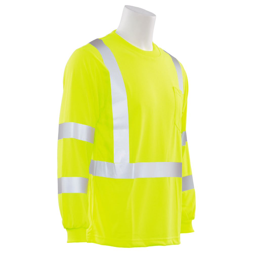 ERB Safety 9802S Long Sleeved T-shirt w/ Reflective Trim (Lime)