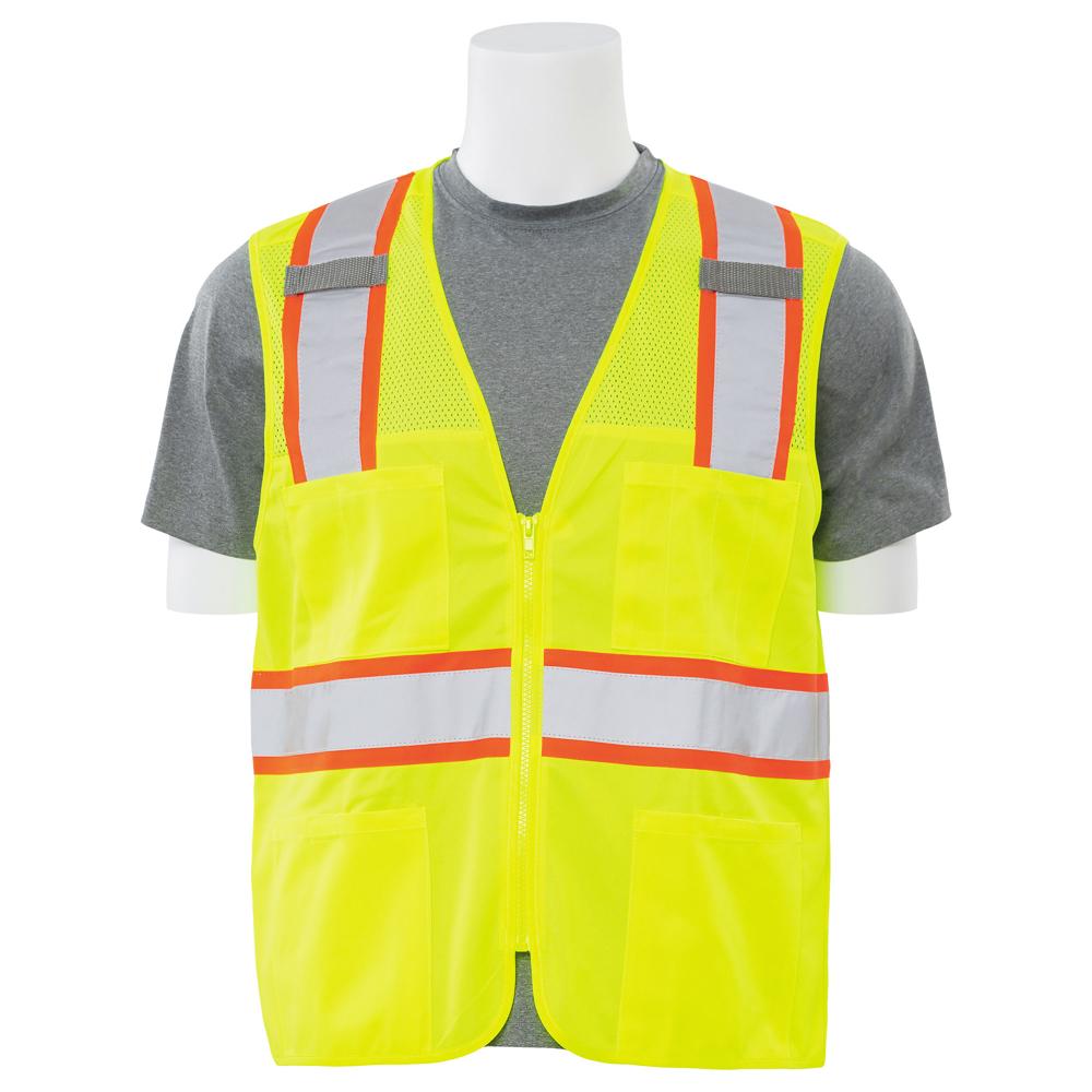 ERB Safety S149 ANSI Type R, Class 2 Contrasting Trim Vest, Lime