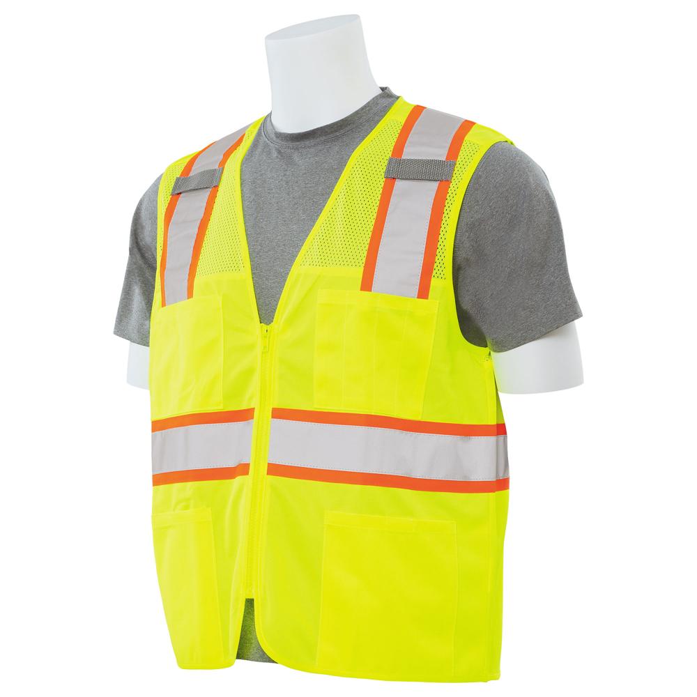 ERB Safety S149 ANSI Type R, Class 2 Contrasting Trim Vest, Lime