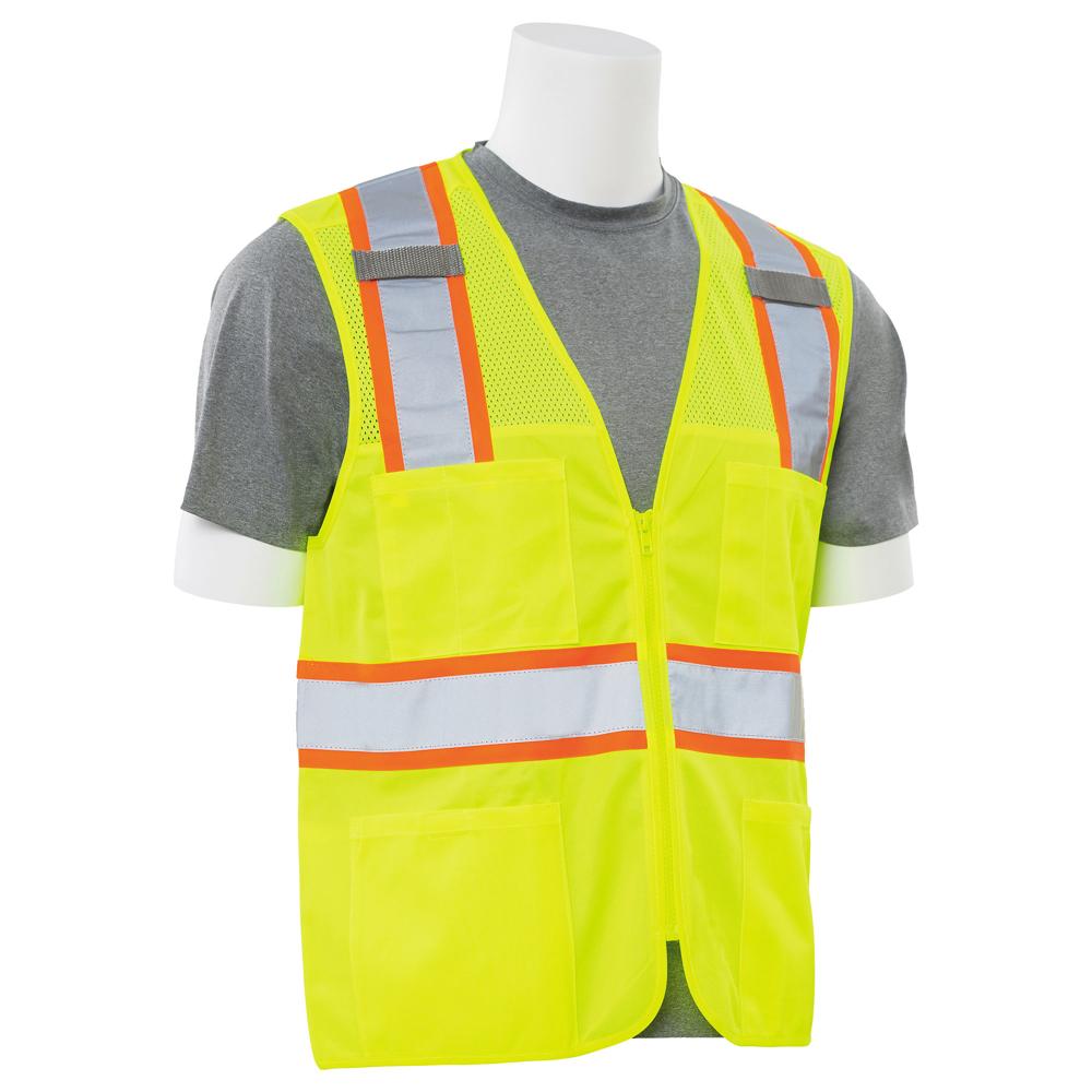 ERB Safety S149 ANSI Type R, Class 2 Contrasting Trim Vest, Lime