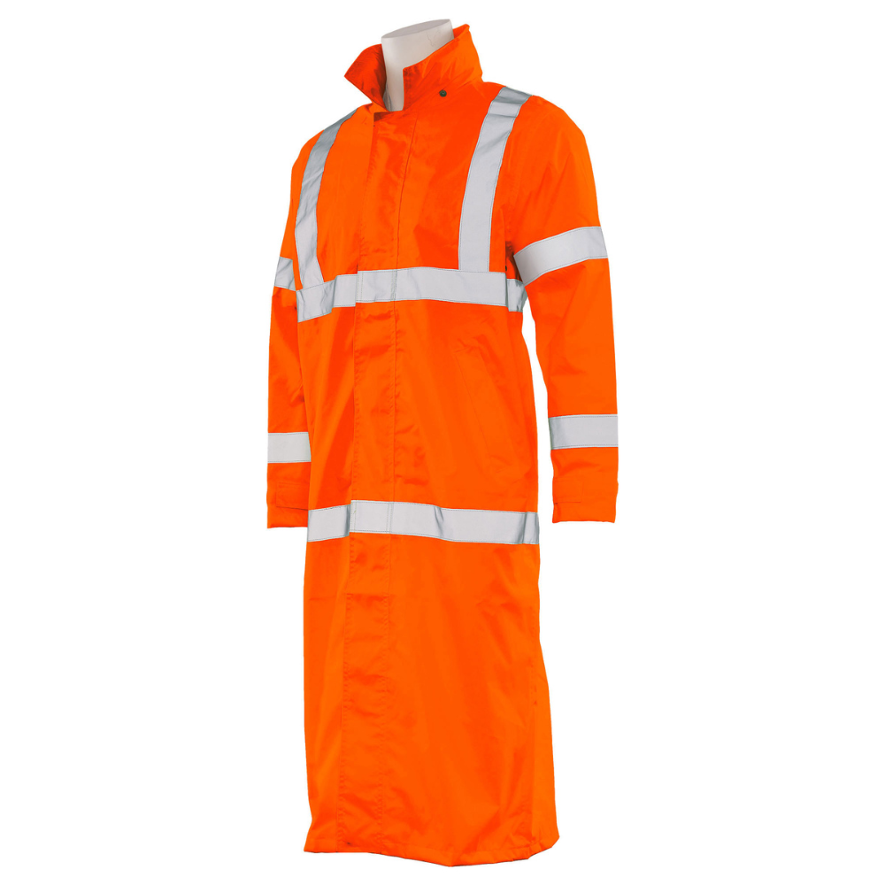 ERB Safety S163 Class 3 Long Rain Coat (Hi-Viz Orange) Pack of 2