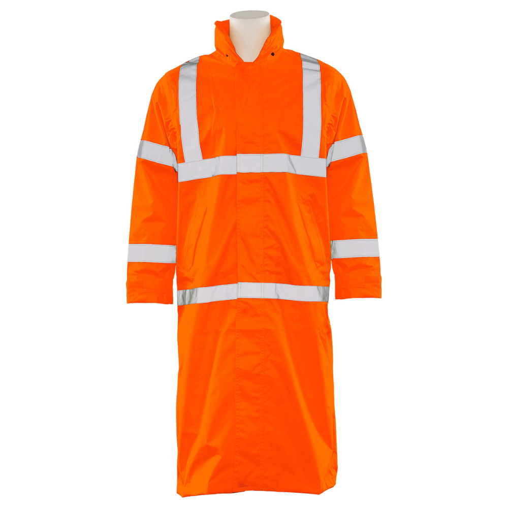 ERB Safety S163 Class 3 Long Rain Coat (Hi-Viz Orange) Pack of 2