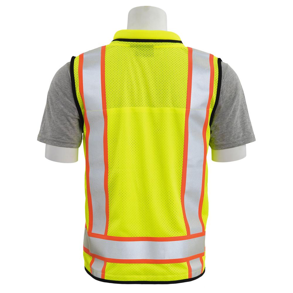 ERB Safety S252C Type R, Class 2 Deluxe Surveyor Safety Vest with Grommets, 15 Pockets, and Padded Neck (Hi-Viz Lime) Pack of 3