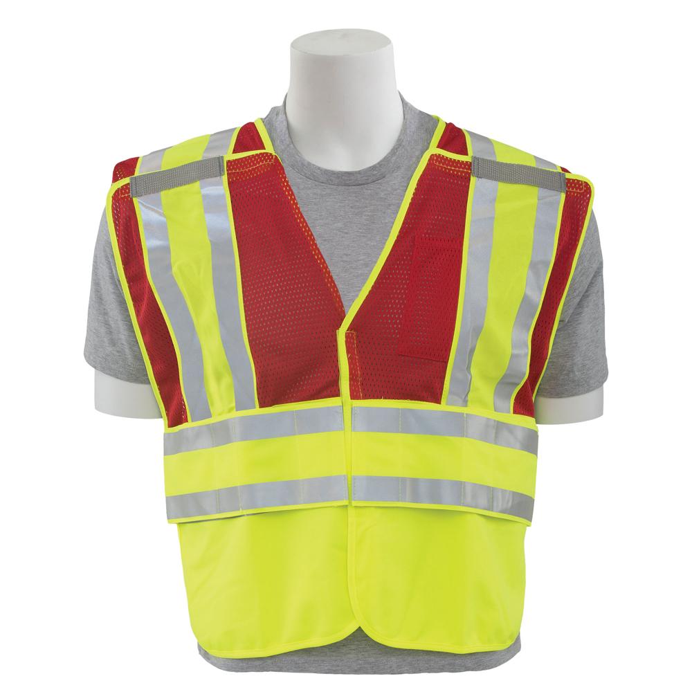 ERB Safety S340 Type P, Class 2 Public Safety 5-Point Break-Away Safety Vest (Red) Pack of 6