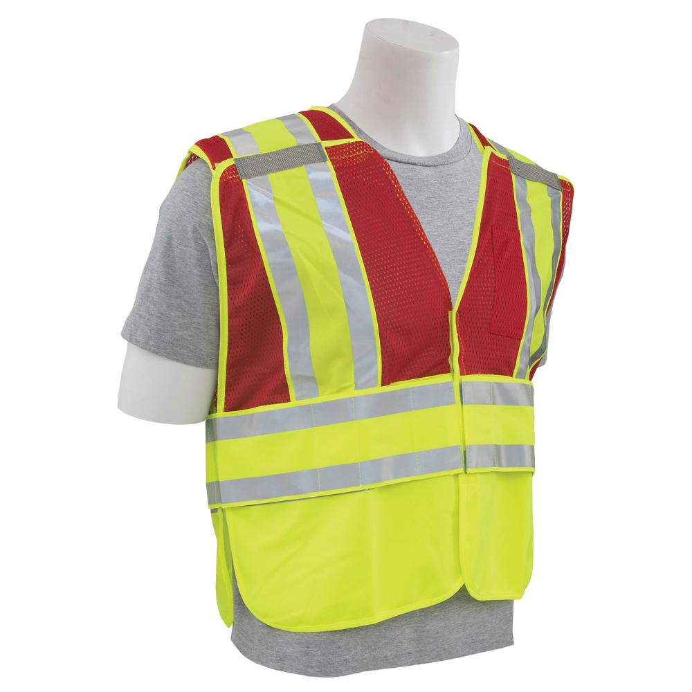 ERB Safety S340 Type P, Class 2 Public Safety 5-Point Break-Away Safety Vest (Red) Pack of 6