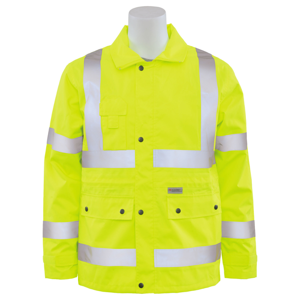 ERB Safety S371 Class 3 Raincoat (Hi-Viz Lime)