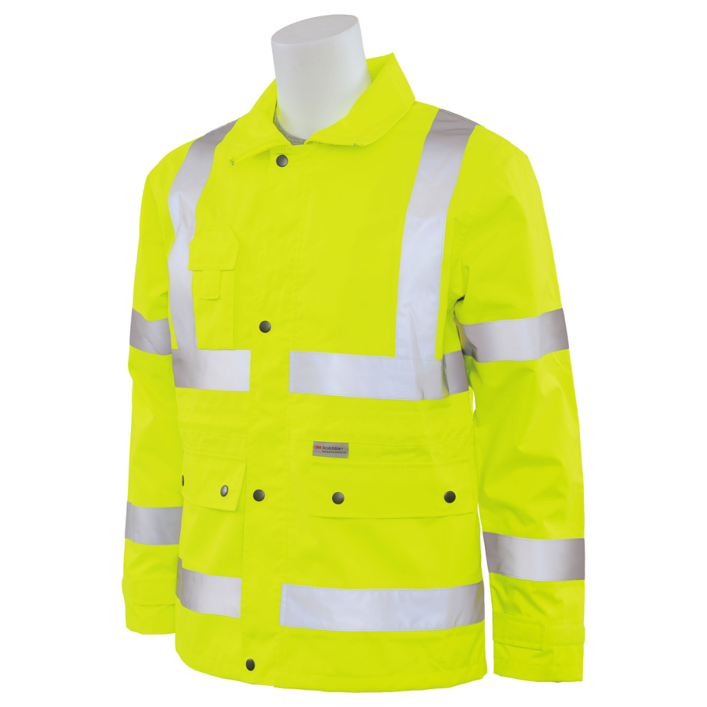 ERB Safety S371 Class 3 Raincoat (Hi-Viz Lime)