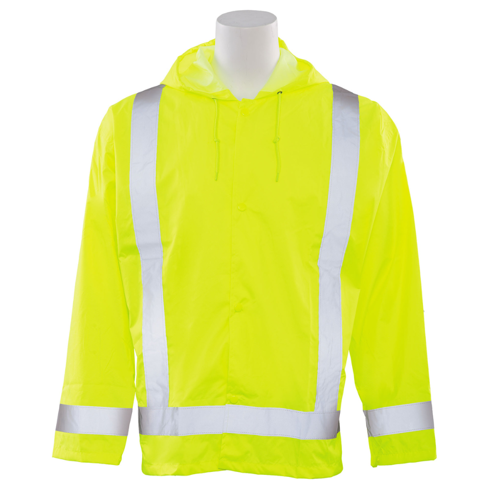 ERB Safety S373 Rain Jacket Attached Hood (Hi-Viz Lime)