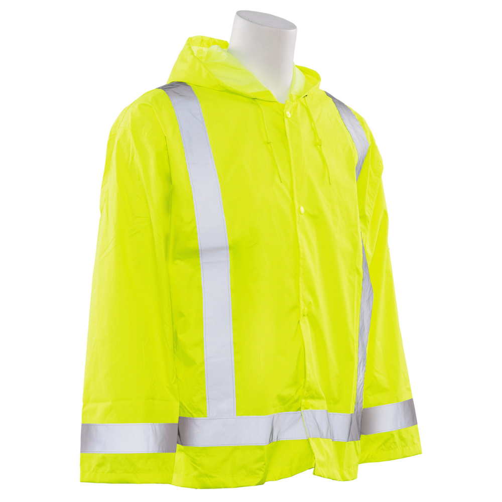 ERB Safety S373 Rain Jacket Attached Hood (Hi-Viz Lime)