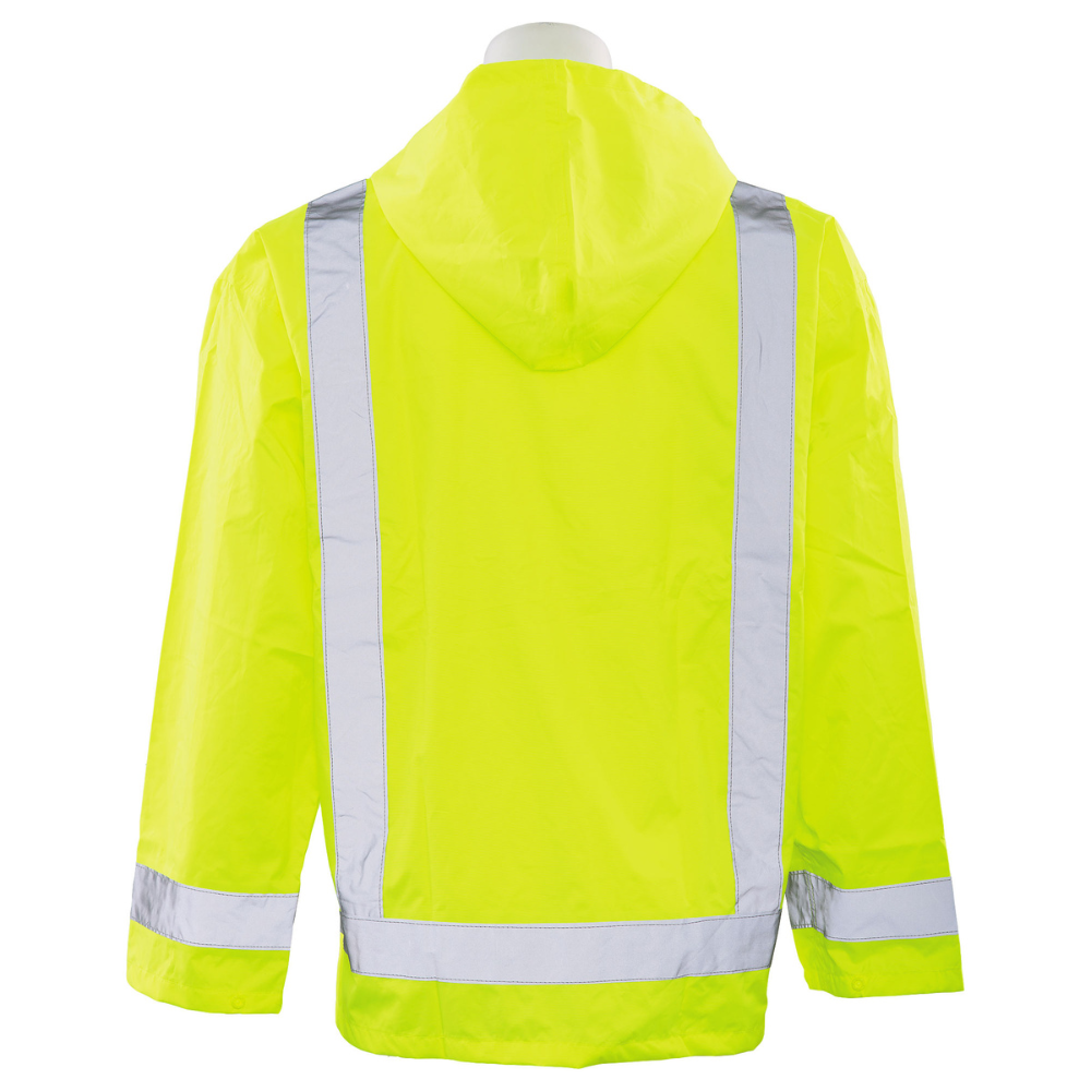 ERB Safety S373 Rain Jacket Attached Hood (Hi-Viz Lime)