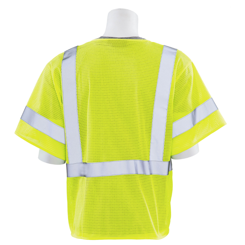 ERB Safety S663P Type R, Class 3 Mesh Zip Front Safety Vest (Lime)