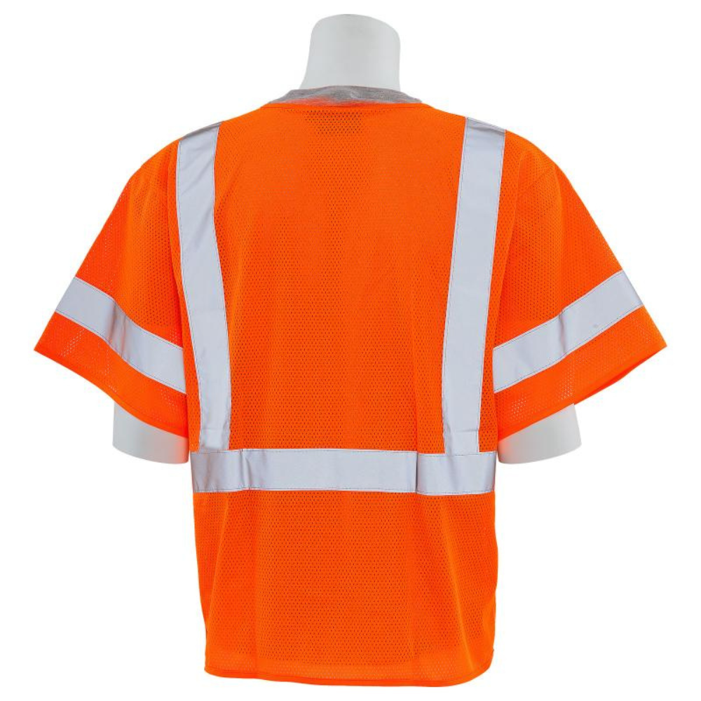 ERB Safety S663P Type R, Class 3 Mesh Zip Front Safety Vest (Orange)