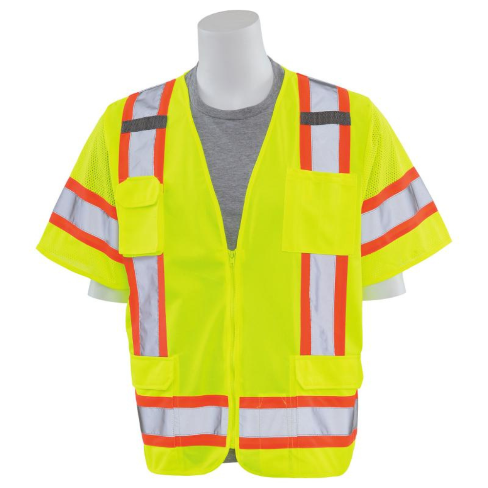 ERB Safety S680 Vest with Solid Front Mesh Back Reflective Tape (Lime)