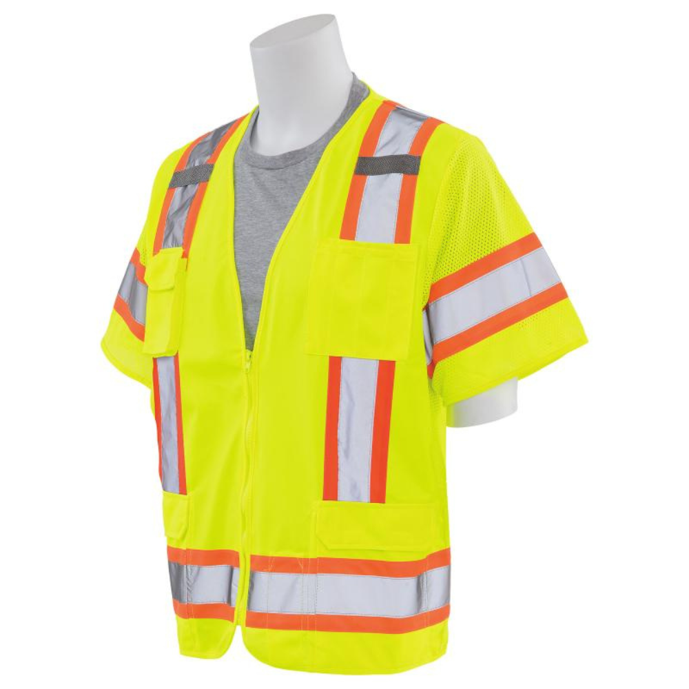 ERB Safety S680 Vest with Solid Front Mesh Back Reflective Tape (Lime)