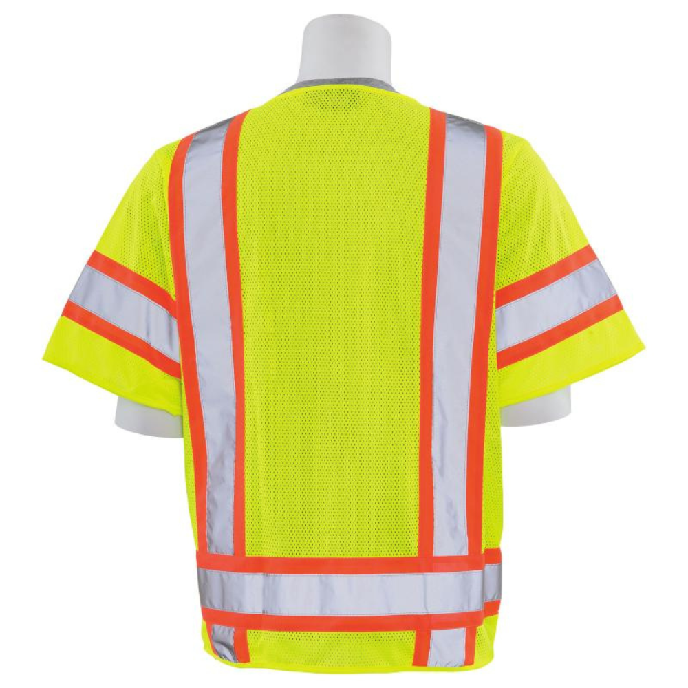 ERB Safety S680 Vest with Solid Front Mesh Back Reflective Tape (Lime)