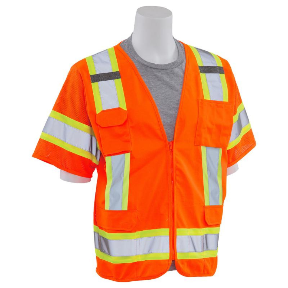 ERB Safety S680 Vest with Solid Front Mesh Back Reflective Tape Orange