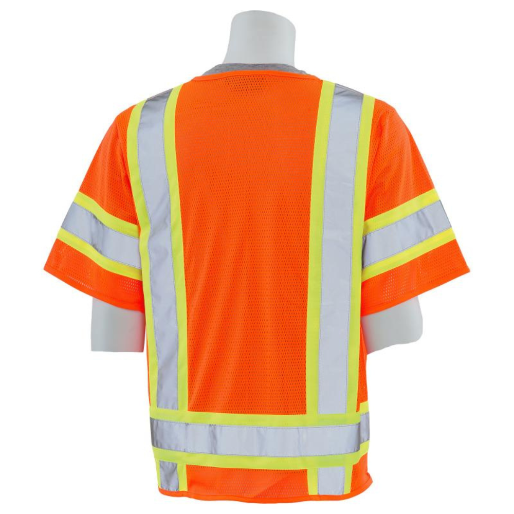 ERB Safety S680 Vest with Solid Front Mesh Back Reflective Tape Orange