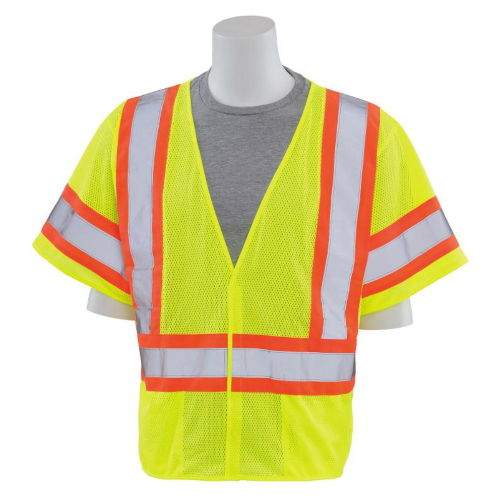 ERB Safety S682P Class 3 Contrasting Trim Mesh Vest (Lime) 