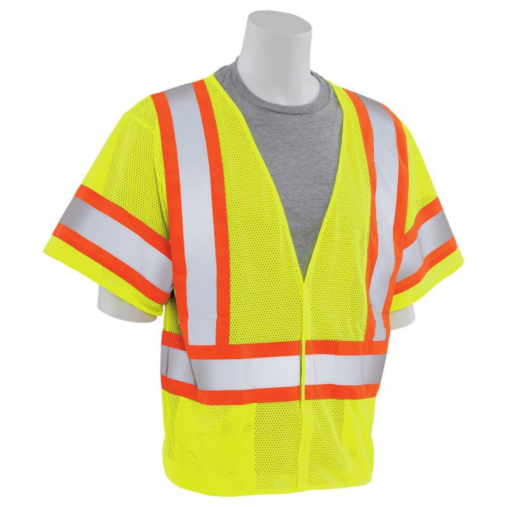 ERB Safety S682P Class 3 Contrasting Trim Mesh Vest (Lime) 