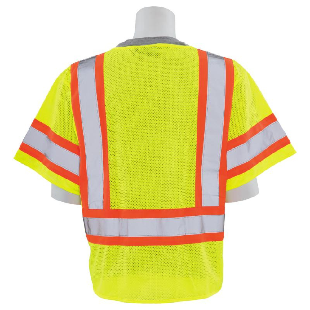 ERB Safety S682P Class 3 Contrasting Trim Mesh Vest (Lime) 