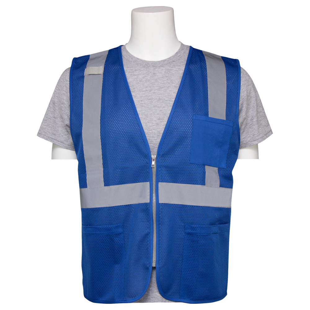 ERB Safety S863P Non Ansi Mesh Zip Vest (Blue)| All Security Equipment