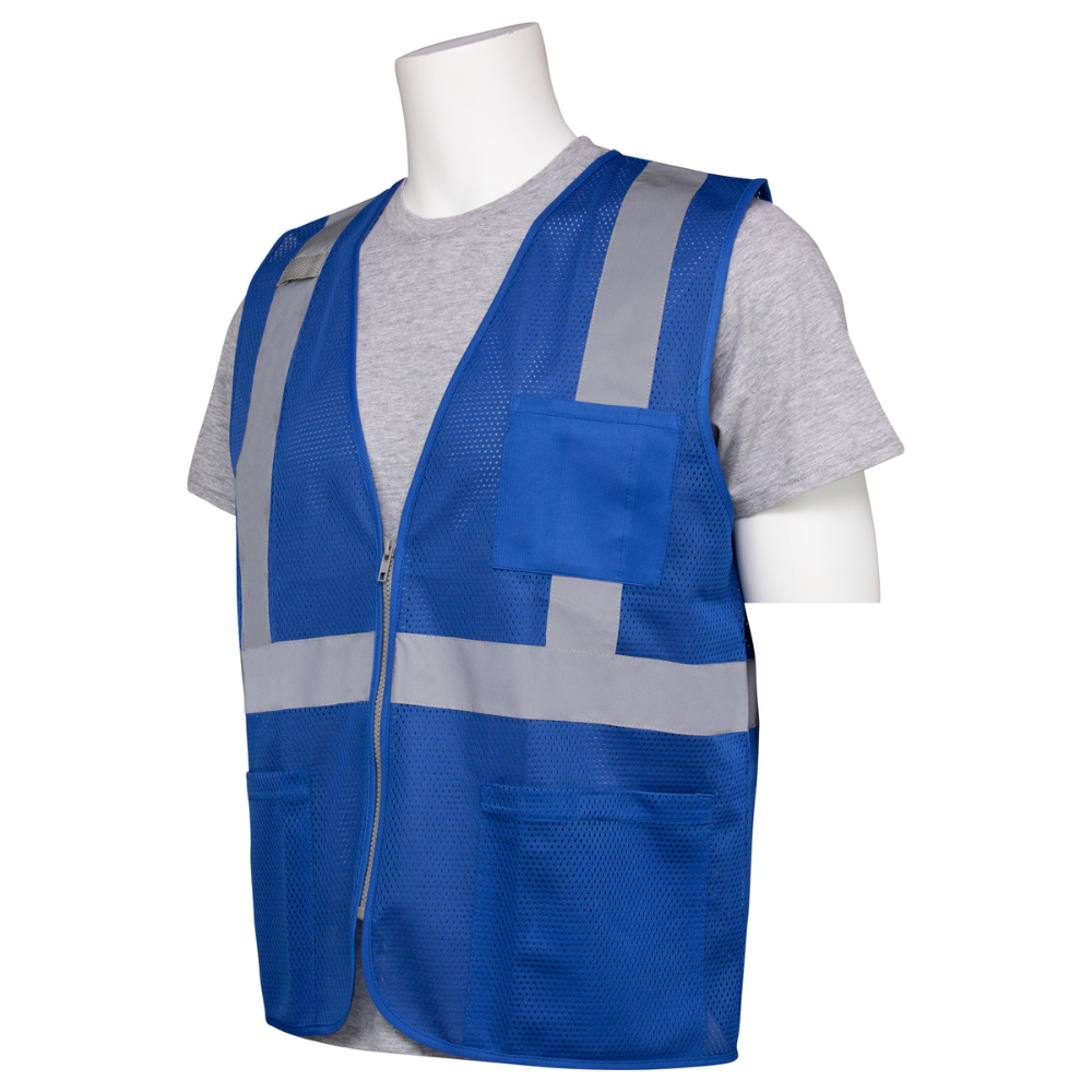 ERB Safety S863P Non Ansi Mesh Zip Vest (Blue)| All Security Equipment