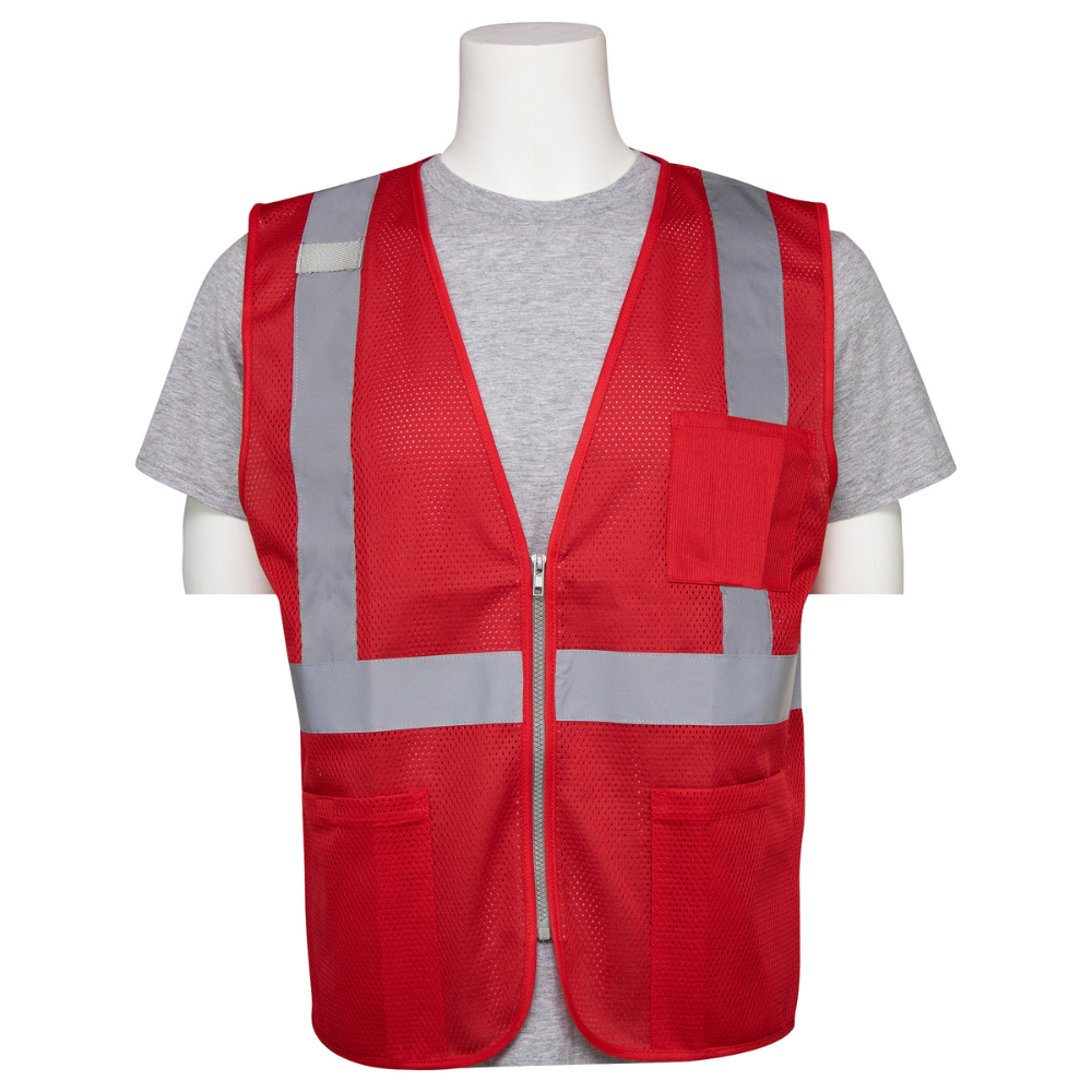 ERB Safety S863P Non Ansi Mesh Zip Vest (Red) | All Security Equipment